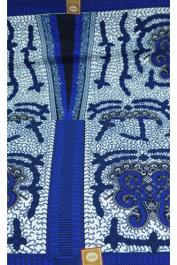 AFRILUXE – Pagne Wax 6 Yards 100% Coton, Motifs Bleus avec Accents Blanc
