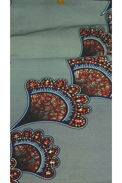 AWOULABA – Pagne Wax 6 Yards 100% Coton, Gris Élégant & Motifs Bordeaux