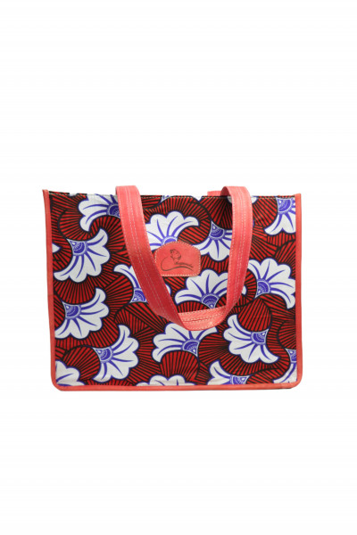 Sac CABAS  éclosion bordeaux :  Collection Fleur de Feu