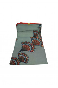AWOULABA – Pagne Wax 6 Yards 100% Coton, Gris Élégant & Motifs Bordeaux