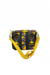 ZOLA – Sac à main Afro-chic en cuir jaune et tissu wax