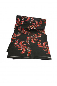 Ashanti Royal – Pagne Wax Gaufré 6 Yards 100% Coton, Fond Noir & Motifs Rouges