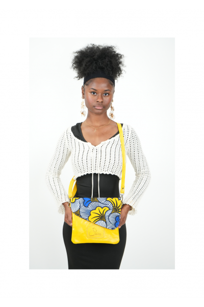 Sac à Bandoulière Fleur Royale Jaune Flamme d’Or – Collection beige Royale