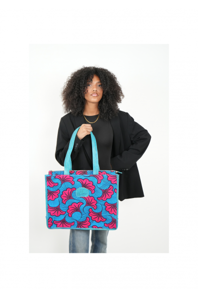 Collection Fleur de Feu -  Sac Cabas Éclosion bleue