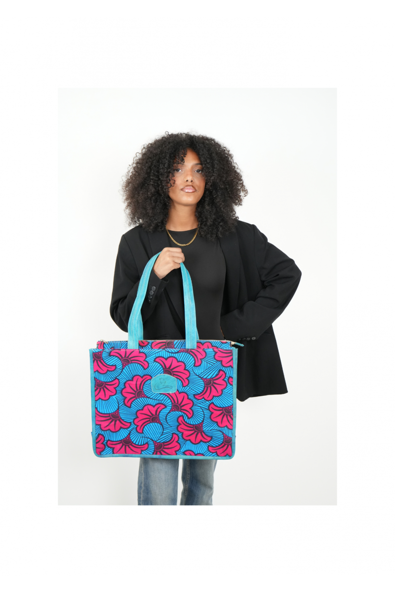 Collection Fleur de Feu - Sac Cabas Éclosion bleue Collection Fleur de Feu - Sac Cabas Éclosion bleue