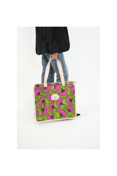 Sac Cabas Éclosion fleur rose   – Collection Fleur de Feu