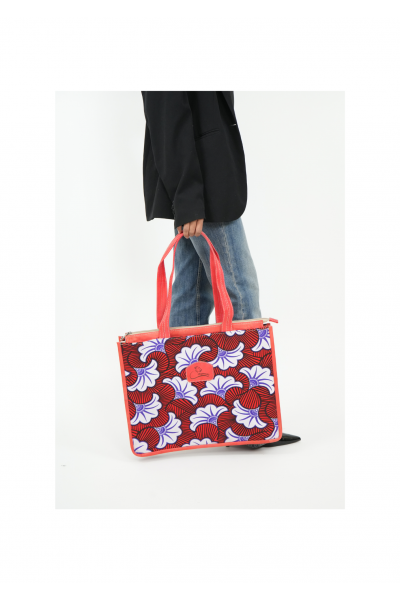 Sac CABAS  éclosion bordeaux :  Collection Fleur de Feu