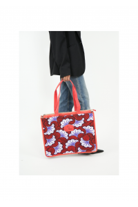 Sac CABAS  éclosion bordeaux :  Collection Fleur de Feu