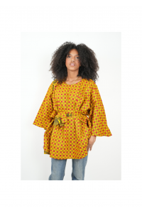 COLLECTION ZURI  : Haut ample en tissu wax avec ceinture