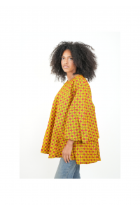 COLLECTION ZURI  : Haut ample en tissu wax avec ceinture