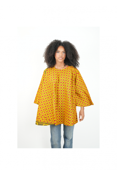 COLLECTION ZURI  : Haut ample en tissu wax avec ceinture
