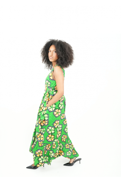 MAKEBA  : Robe portefeuille sans manches – Style afro-chic