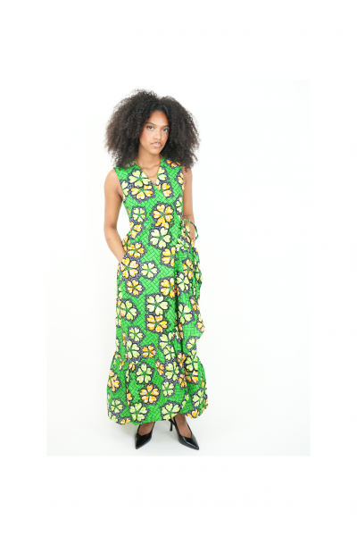 MAKEBA  : Robe portefeuille sans manches – Style afro-chic