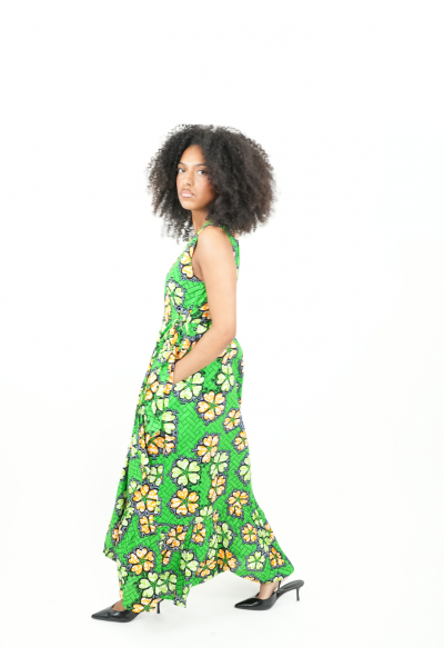 MAKEBA  : Robe portefeuille sans manches – Style afro-chic