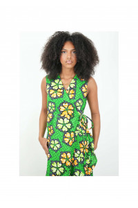 MAKEBA  : Robe portefeuille sans manches – Style afro-chic