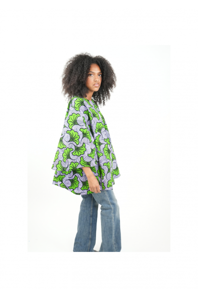 COLLECTION ZURI  : Haut ample en tissu wax avec ceinture