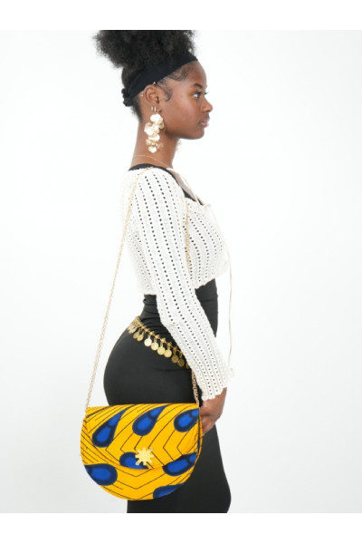 Zénitha Rayonnante – Sac Wax Jaune Éclat & Bleu Profond | Collection Terre d’Agô