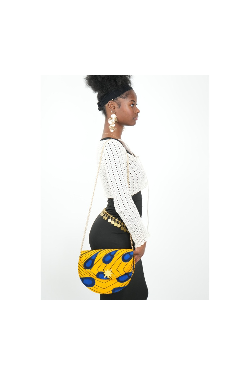 Zénitha Rayonnante – Sac Wax Jaune Éclat & Bleu Profond | Collection Terre d’Agô
