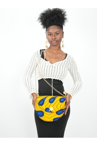 Zénitha Rayonnante – Sac Wax Jaune Éclat & Bleu Profond | Collection Terre d’Agô
