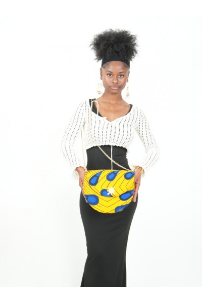 Zénitha Rayonnante – Sac Wax Jaune Éclat & Bleu Profond | Collection Terre d’Agô