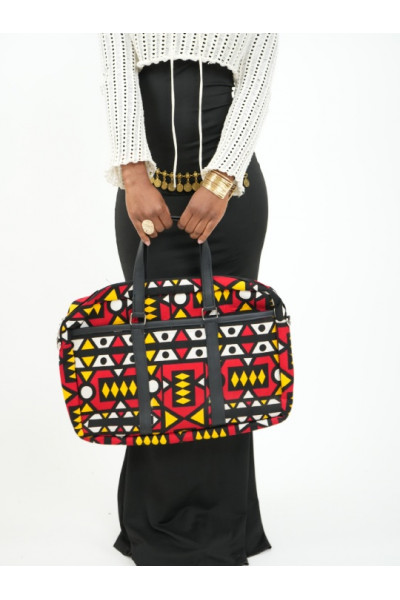 LUMYA – Sac Ordinateur Épais & Rembourré en Wax Multicolore Chic | Style Afro-Professionnel