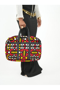 LUMYA – Sac Ordinateur Épais & Rembourré en Wax Multicolore Chic | Style Afro-Professionnel