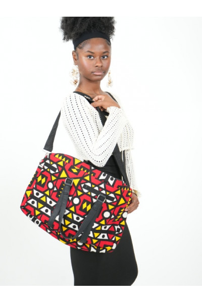 LUMYA – Sac Ordinateur Épais & Rembourré en Wax Multicolore Chic | Style Afro-Professionnel