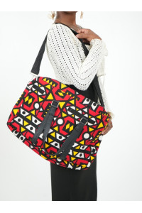 LUMYA – Sac Ordinateur Épais & Rembourré en Wax Multicolore Chic | Style Afro-Professionnel