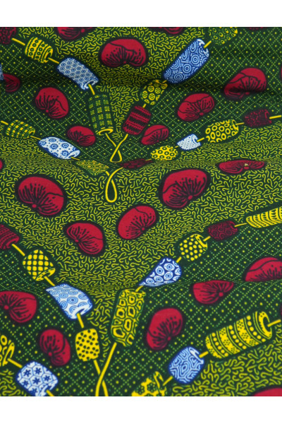 Pagne Wax Kelen Rouge Motifs Bobines