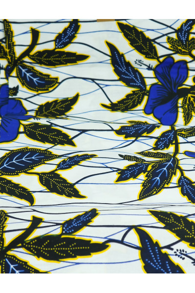 Pagne Wax - DOOLEE bleu  100% COTON 6 YARD